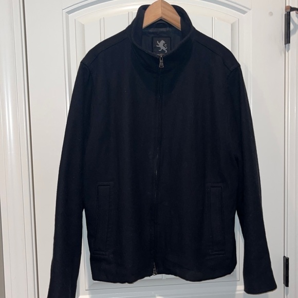 EXPRESS men’s classic black neutral wool blend full zip jacket/coat size Large - Picture 2 of 11